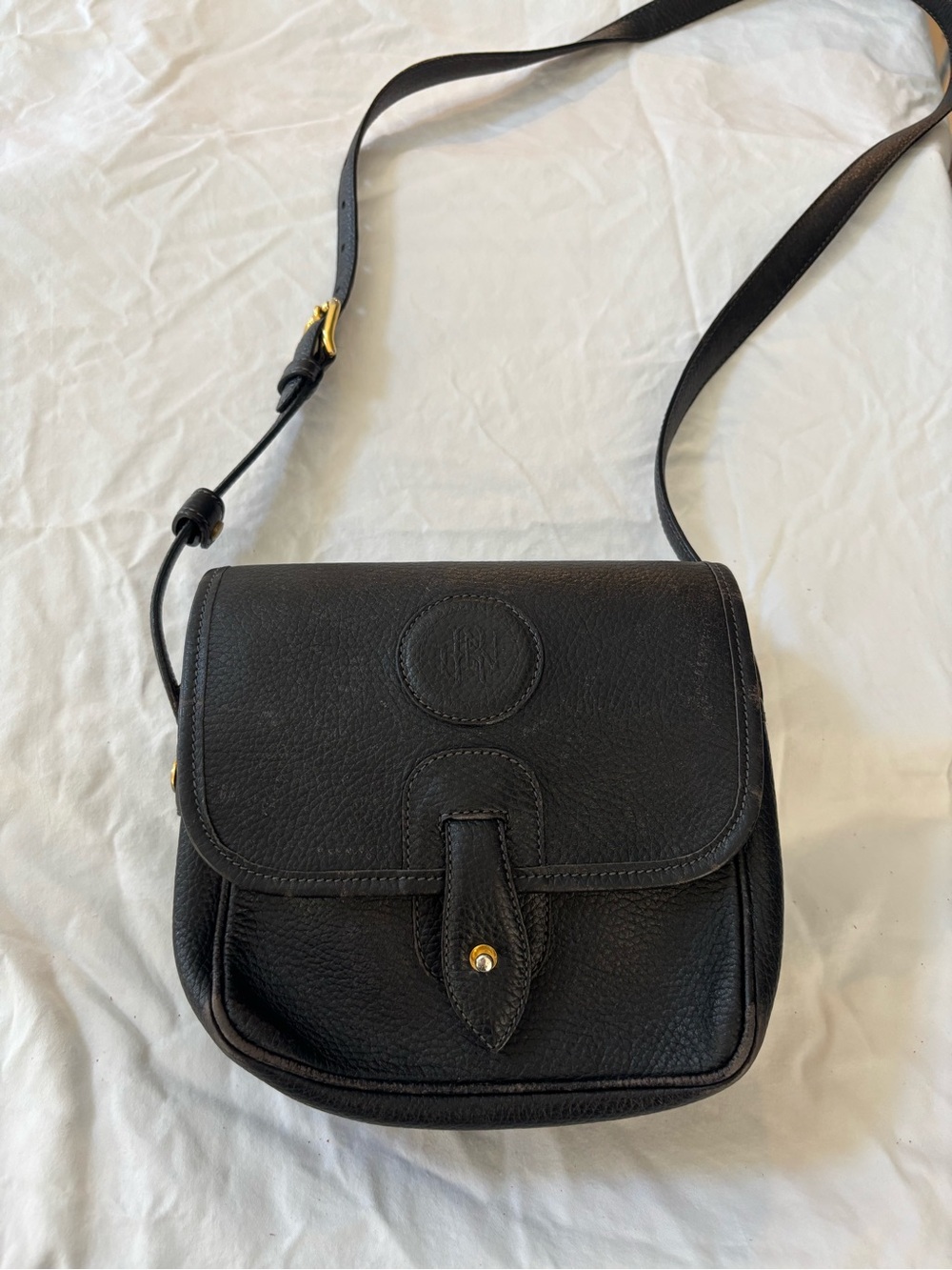 Redwall Vintage Black Pebbled Leather Crossbody